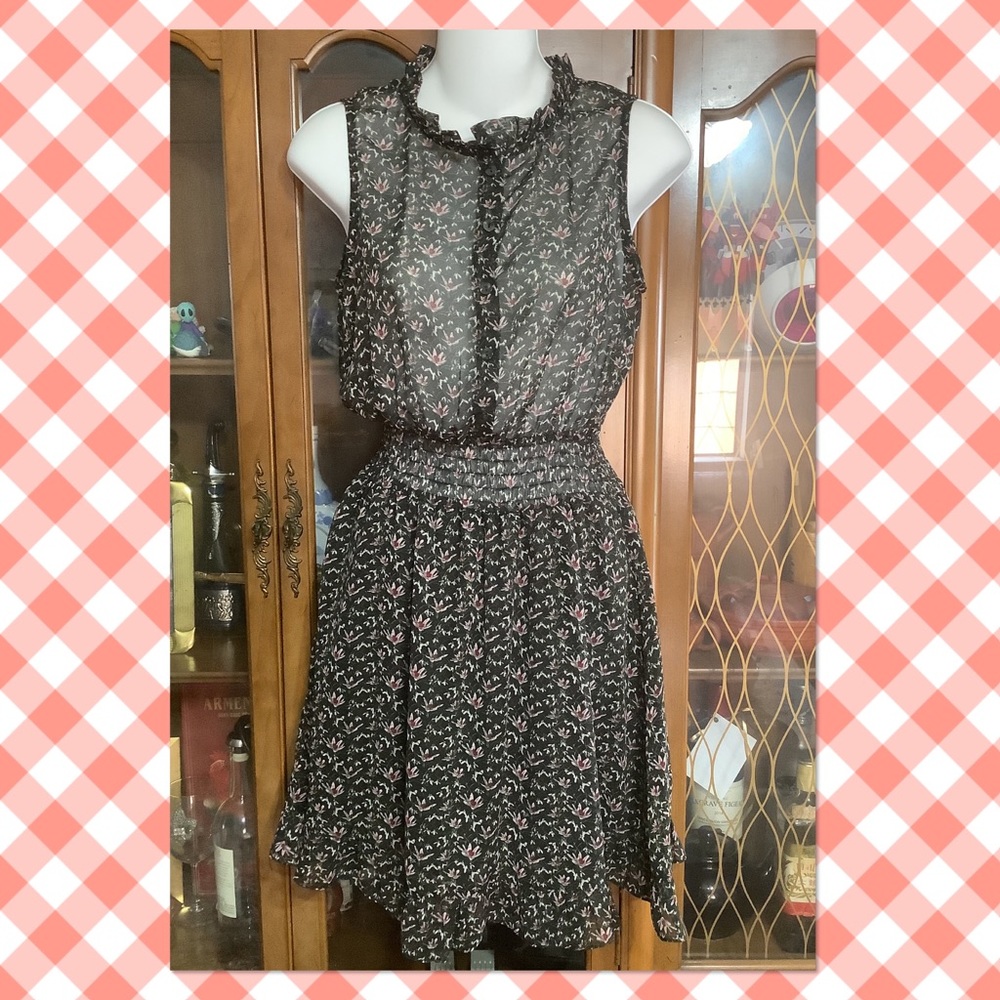 Black chiffon floral dress